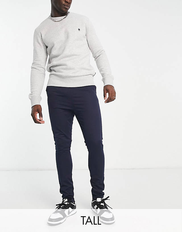 Le Breve - tall elasticated waist chinos in navy