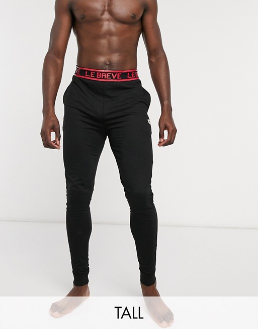 Le Breve Tall lounge joggers with printed waist band in black