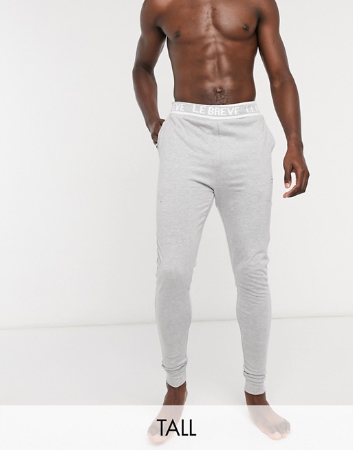 Le Breve Tall lounge joggers with printed waist band in grey