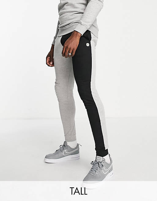 Le Breve Tall lounge joker co -ord joggers in grey marl and black 