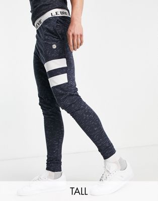 Le Breve Tall lounge stripe co-ord joggers in navy and white
