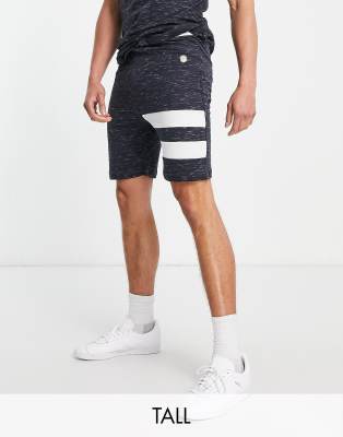 Le Breve Le Breve Tall lounge stripe co-ord shorts in navy and white-Grey