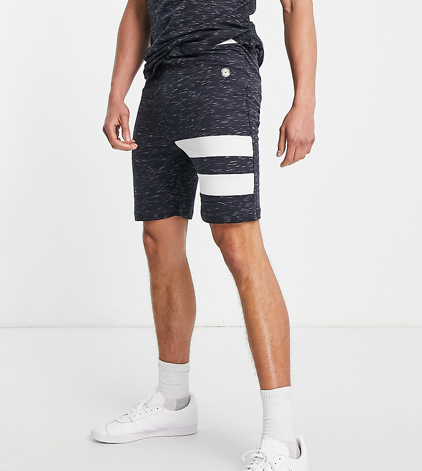 Tall lounge stripe set shorts in navy and white-Gray