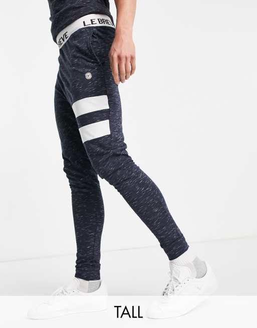 Le Breve Tall lounge stripe trackies in navy and white (part of a set)