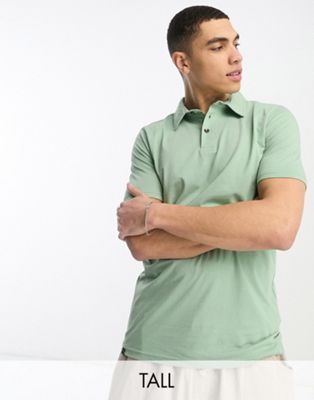 Le Breve Tall muscle fit polo in pale green