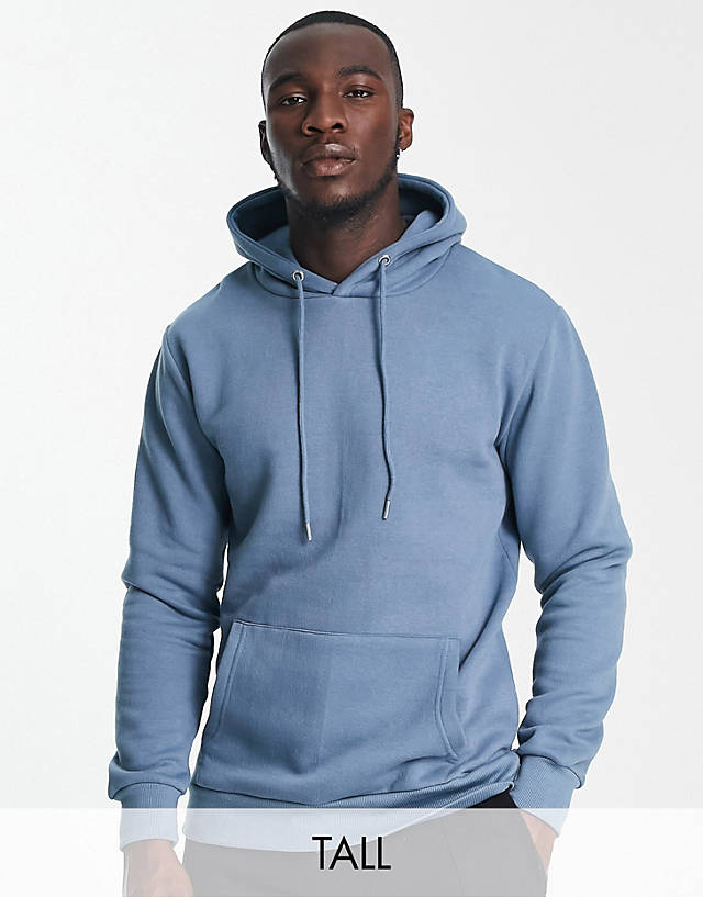 Le Breve - tall overhead hoodie in blue stone