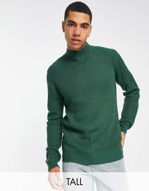 Mens green roll sale neck jumper