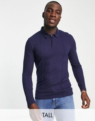Le Breve Tall roll sleeve t-shirt in navy