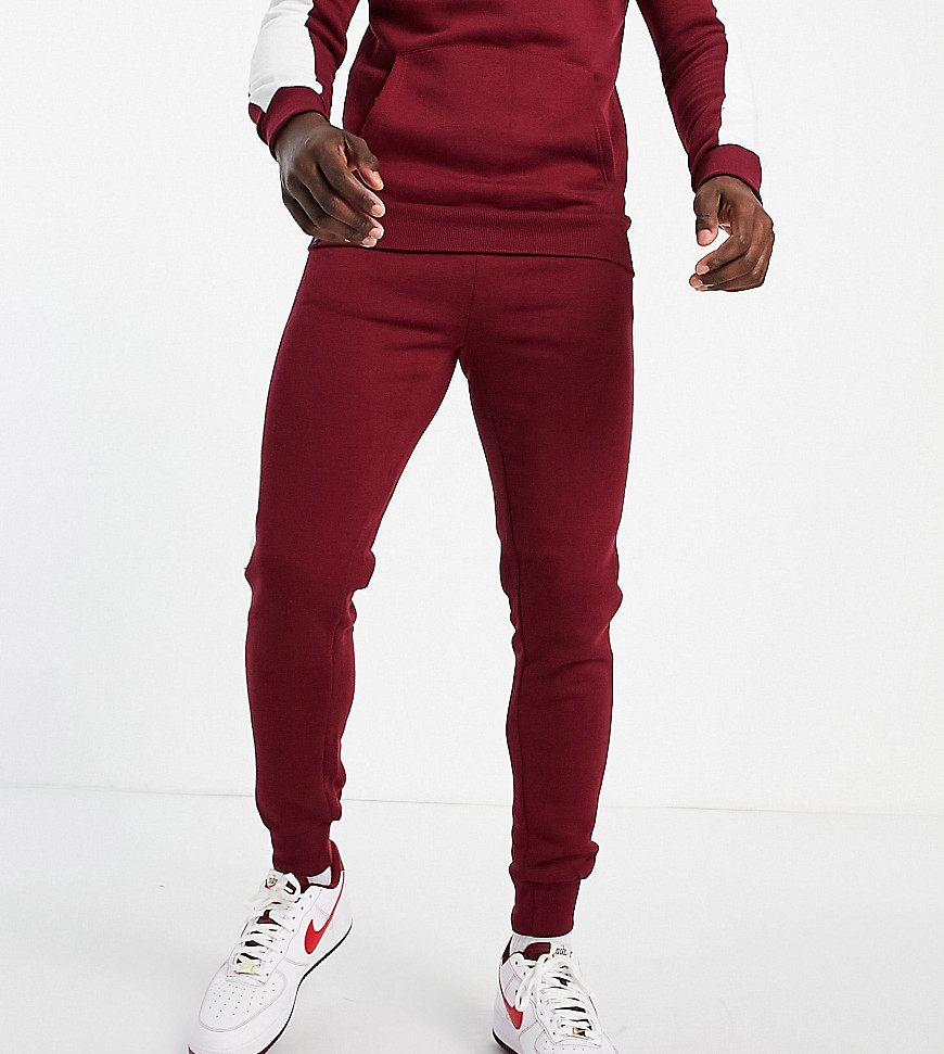 Le Breve Tall slim fit panel sweatpants in burgundy-Red