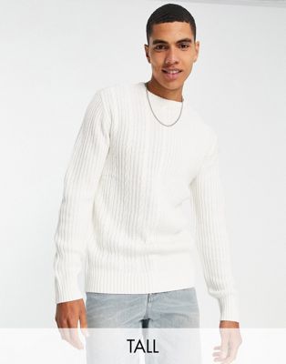 Le Breve Tall split jacquard knit jumper in ecru-White