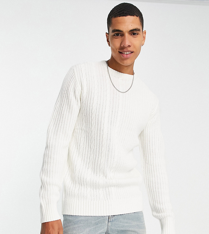 Le Breve Tall split jacquard knit jumper in ecru-White