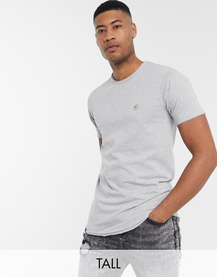Le Breve Tall - T-shirt lunga grigio mélange con bordi grezzi