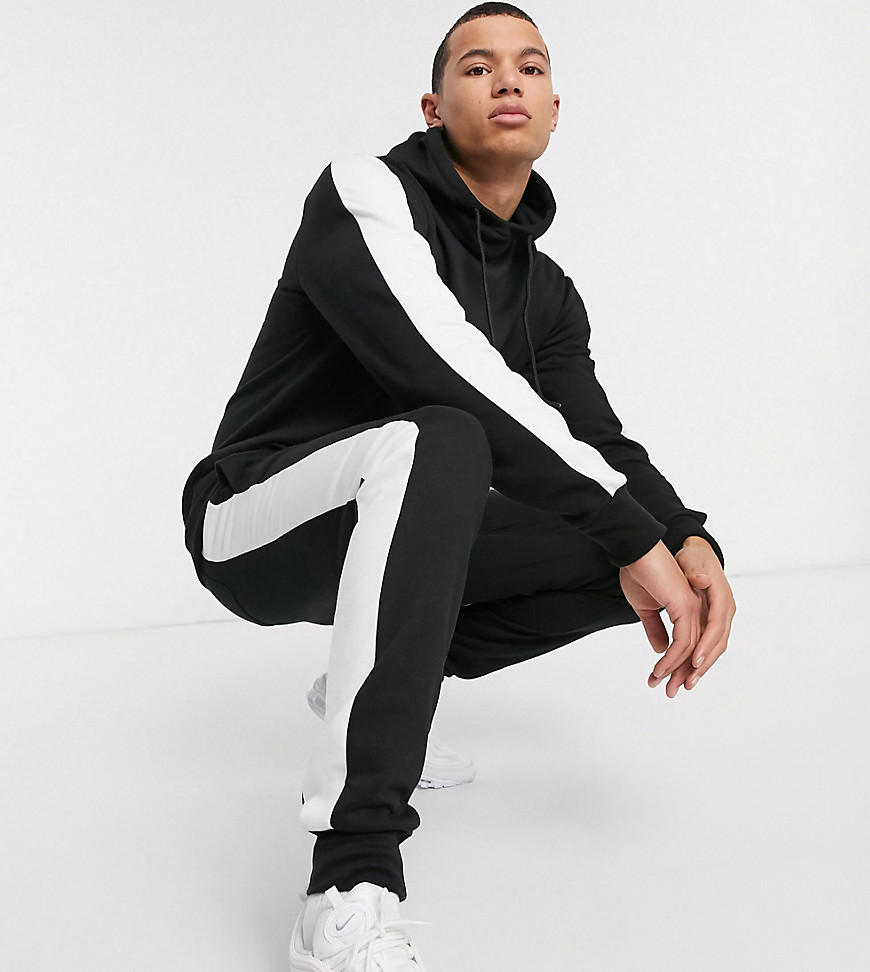 Le Breve Tall two-piece slim fit jogger in black with white panel