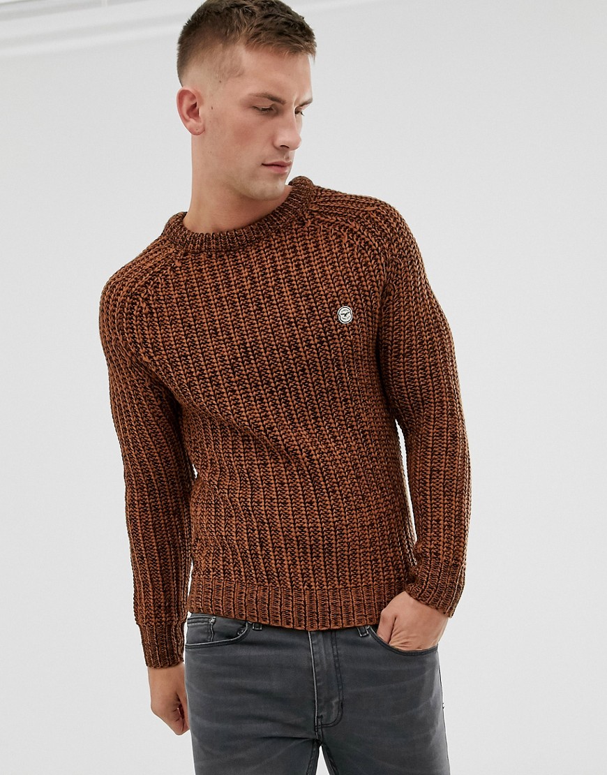 Le Breve thick knitted jumper-Orange