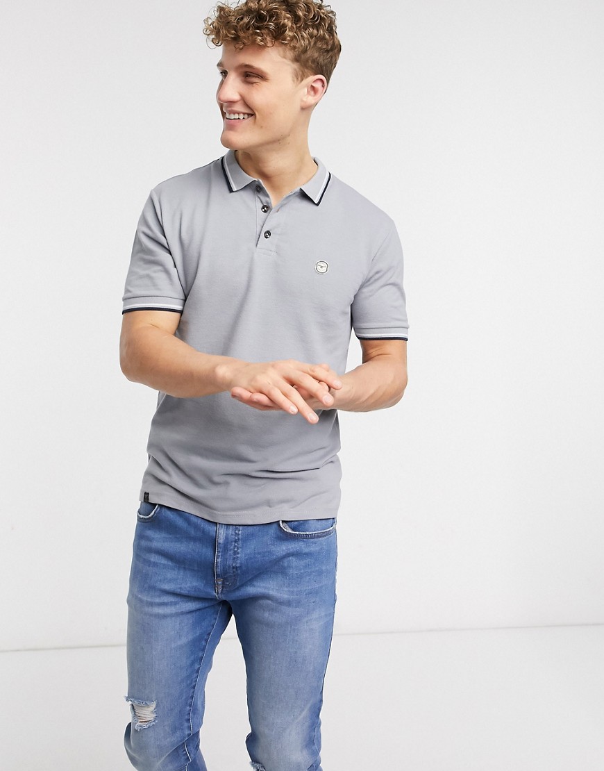 Le Breve tipped slim fit polo shirt-Blue