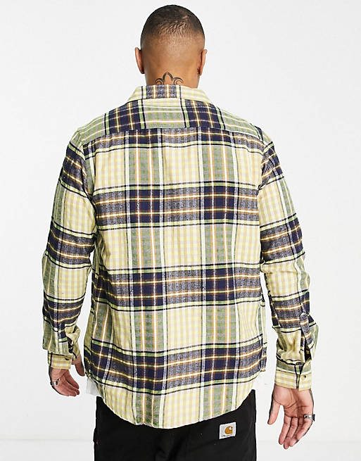 Le Breve twin pocket plaid shirt in off white