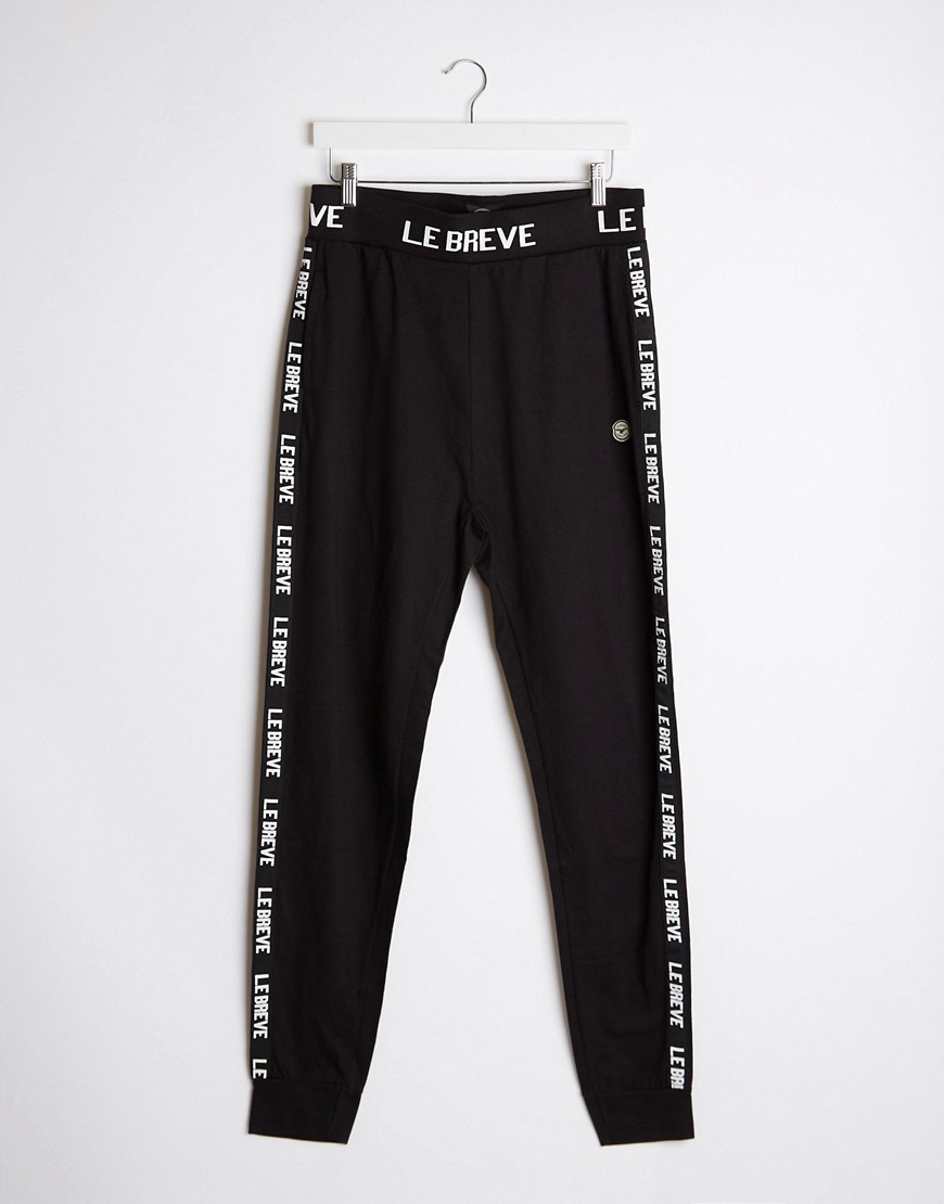 Le Breve Two-piece logo taping cotton jogger-Black