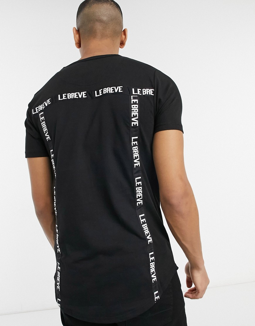 Le Breve Two-piece logo taping cotton t-shirt-Black