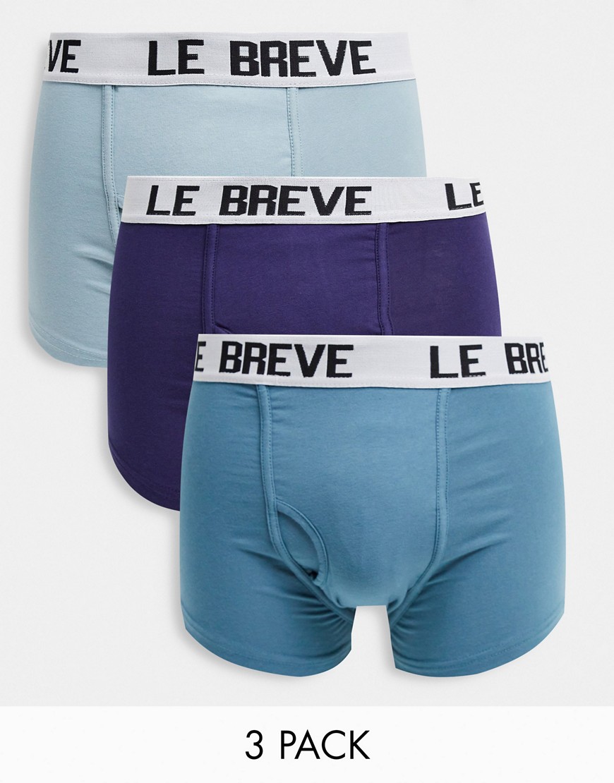 Le Breve – Unterhosen im 3er-Pack in Grau, Navy und Blau-Mehrfarbig