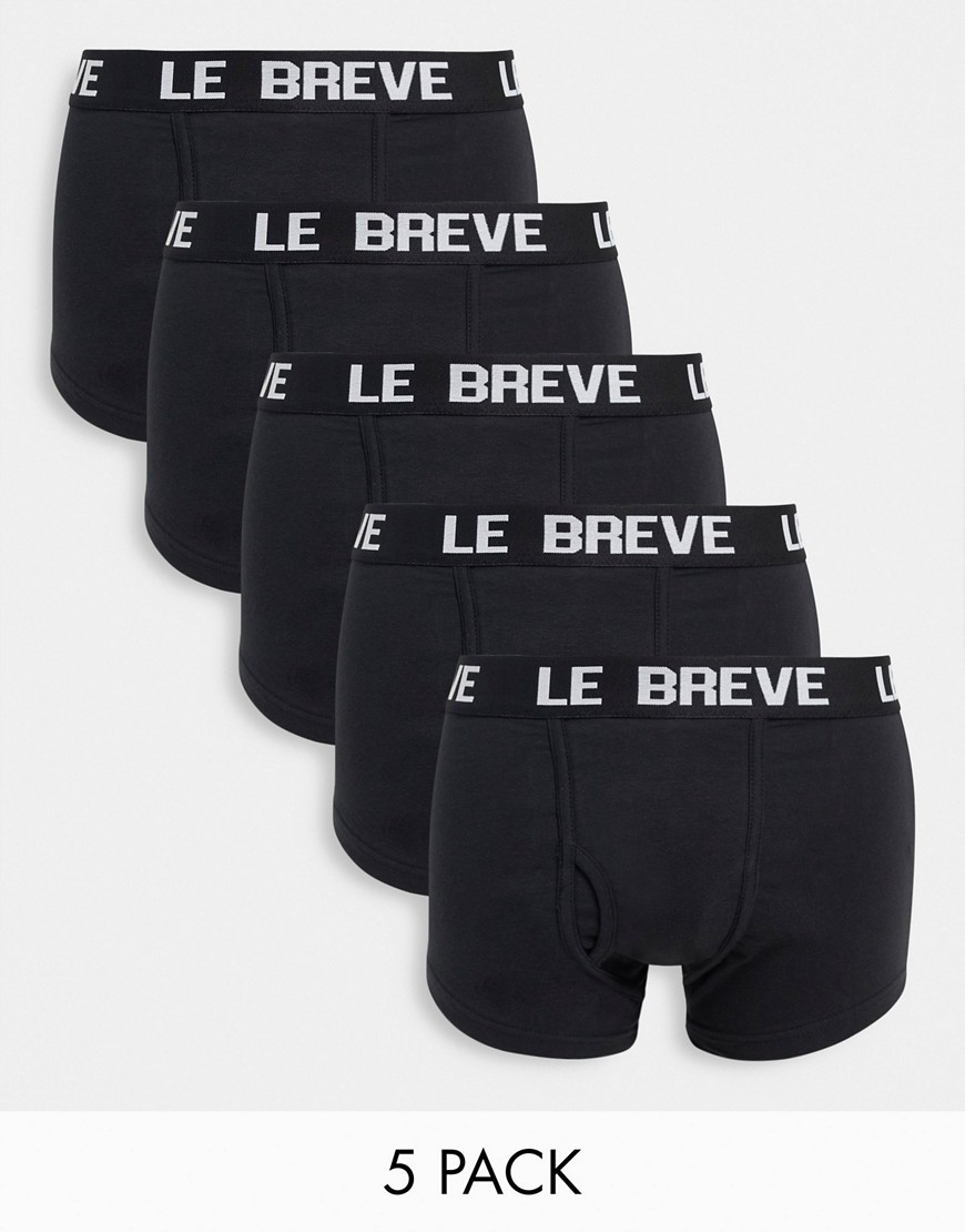 Le Breve – Unterhosen in Schwarz mit schwarzem Band im 5er-Pack