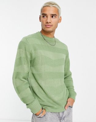 Le Breve wave knit jumper in green - ASOS Price Checker