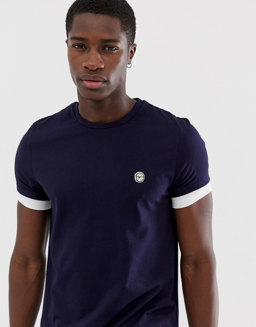 Le Breve – Zweilagiges T-Shirt- Marineblau XS