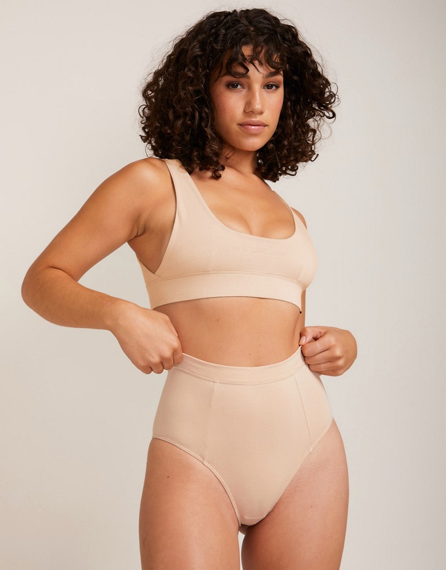 Le Buns Charlie organic cotton blend scoop neck bralette with low underarm detail in rose-Pink