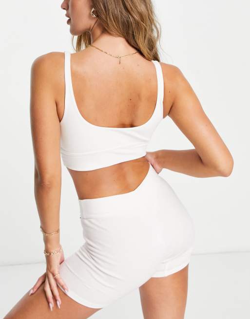 Le Buns Harlow ribbed cotton bralette in white - WHITE