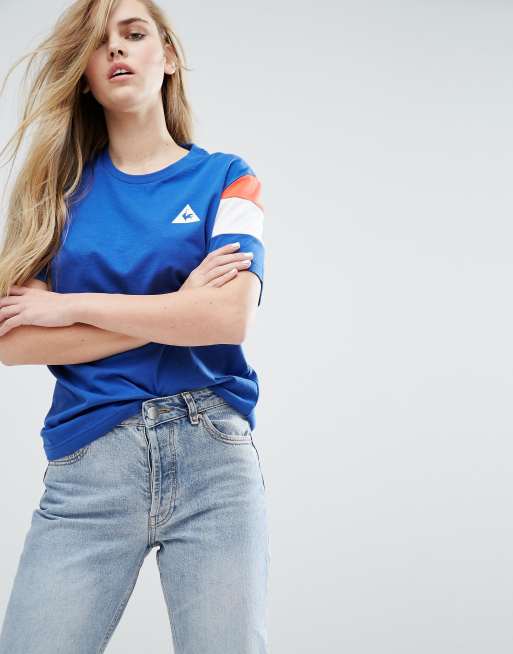 Le Coq Sportif Boyfriend T Shirt With Tricolores Sleeve ASOS