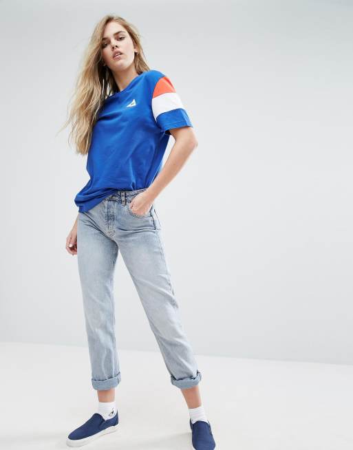 Le Coq Sportif Boyfriend T Shirt With Tricolores Sleeve ASOS