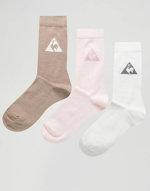Inzichtelijk vijver Kolonel Le Coq Sportif - Exclusief van ASOS - Set van 3 paar sokken in neutrale  kleuren | ASOS
