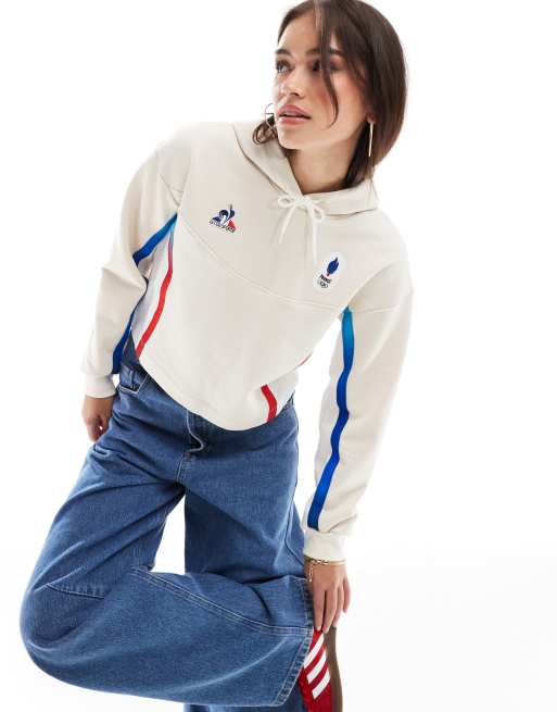 Le Coq Sportif Sweat a capuche de l equipe de France a logo Jeux Olympiques de Paris 2024 Ecru Fenua environnementShops