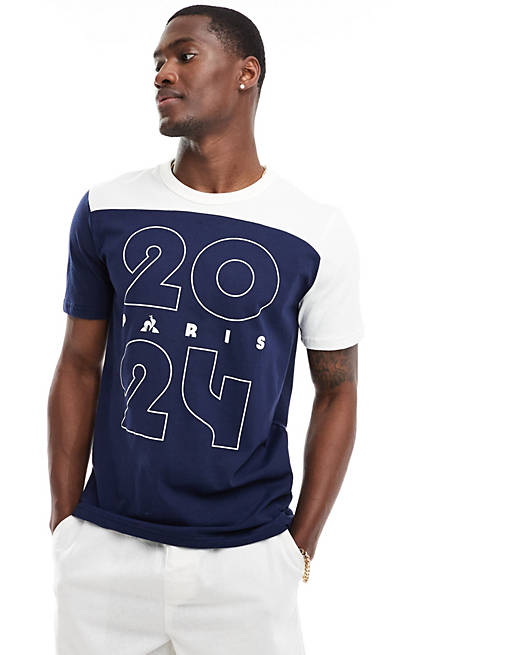 Le Coq Sportif - T-shirt à inscription Paris 2024 - Bleu nuit | ASOS