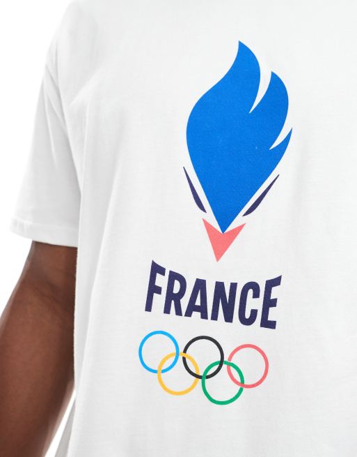 Le Coq Sportif T shirt con stampa della squadra Francia Olimpiadi 2024 sul retro colore bianco ASOS