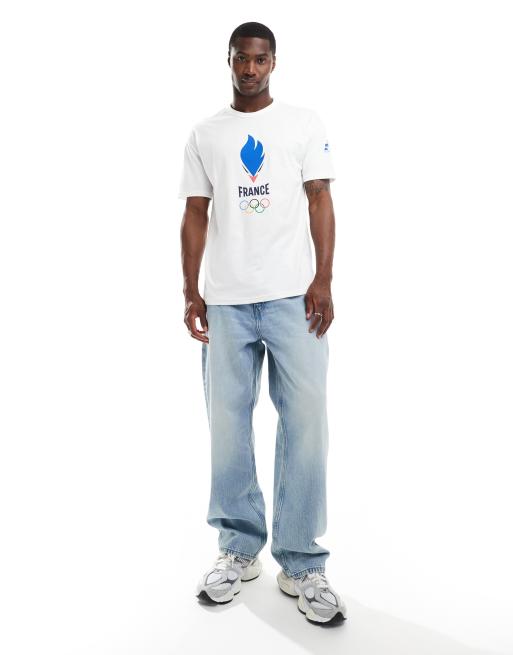 Le Coq Sportif T shirt con stampa della squadra Francia Olimpiadi 2024 sul retro colore bianco ASOS