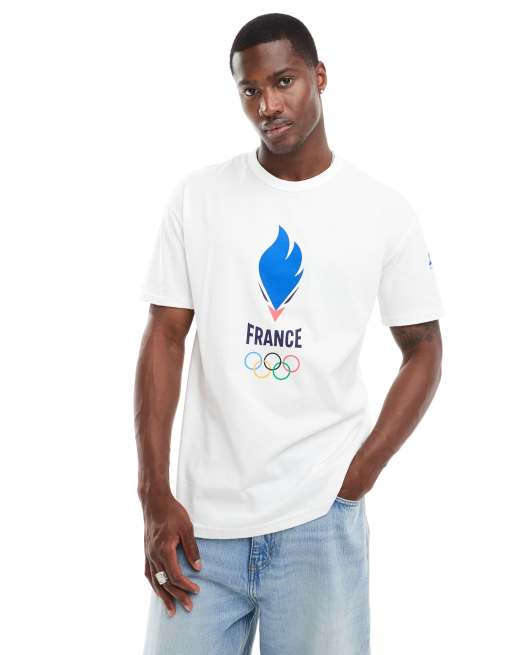 Le Coq Sportif T shirt de l equipe de France avec logo Jeux Olympiques de Paris 2024 au dos Blanc ASOS