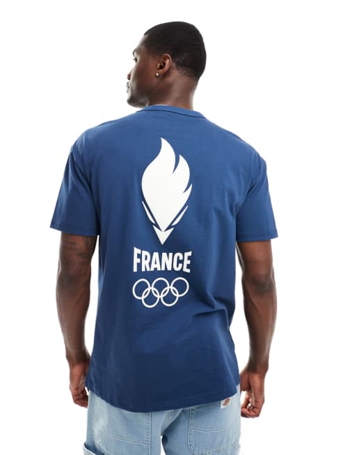 Le Coq Sportif T shirt de l equipe de France avec logo Jeux Olympiques de Paris 2024 au dos Bleu ASOS