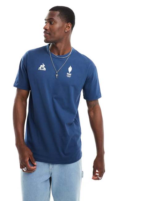 Le Coq Sportif T shirt de l equipe de France avec logo Jeux Olympiques de Paris 2024 au dos Bleu ASOS