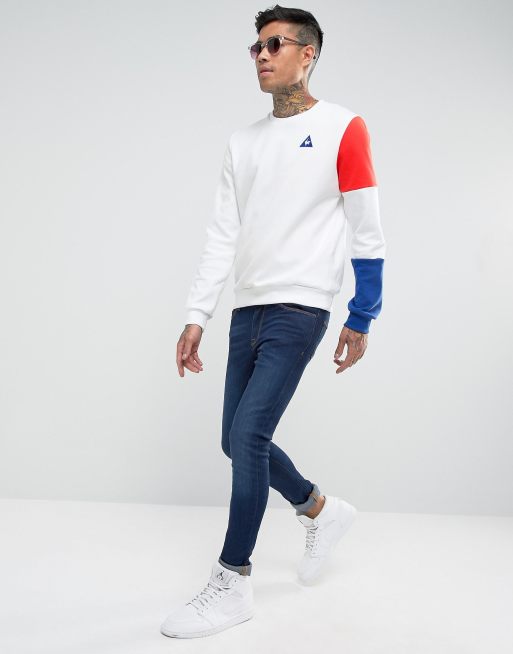 Verzamelen Lijkenhuis Ladder Le Coq Sportif Tricolore Crew Sweatshirt In White 1710524 | ASOS