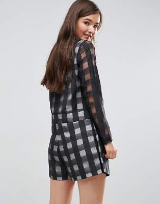 long sleeve jumpsuit with skirt overlay