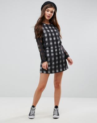 long sleeve jumpsuit with skirt overlay