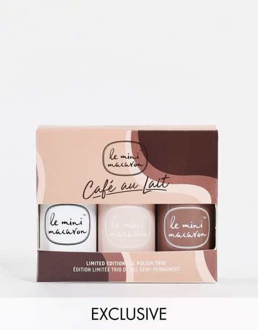 Le Mini Macaron - Café Au Lait - Tris di smalti in gel multicolore (risparmia il 17%) - In esclusiva x ASOS