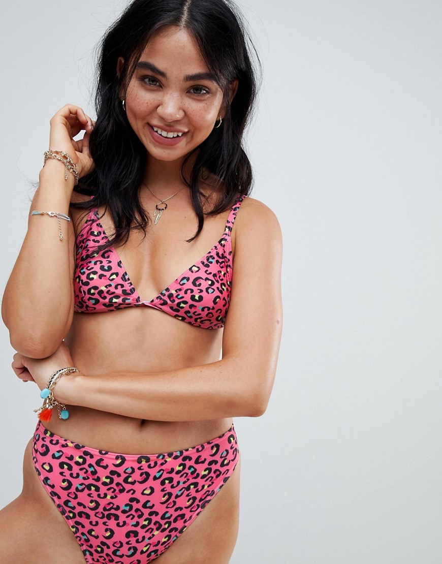 Le Palm - 80's hooguitgesneden bikinibroekje met luipaardprint-Roze