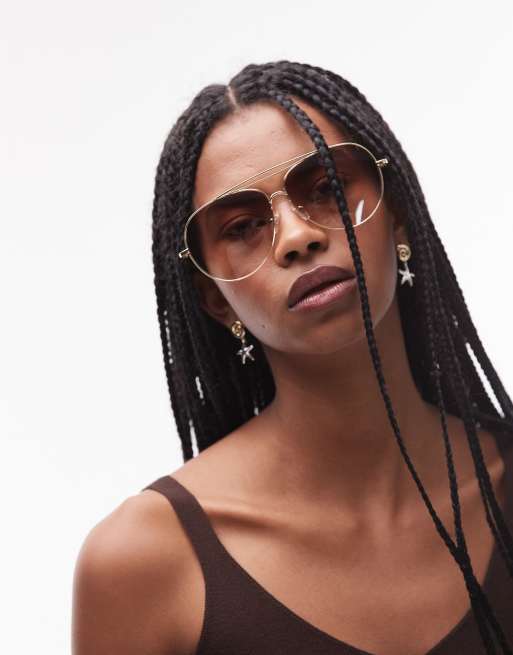 Le Specs – Abracadabra – Metalowe okulary przeciwsłoneczne typu aviator w kolorze złota z brązowymi soczewkami