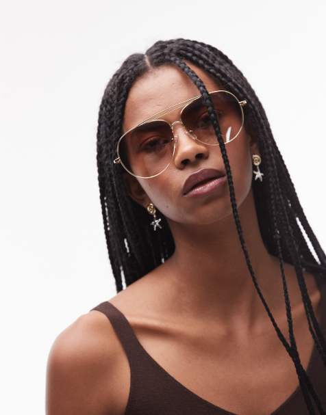Le Specs – Abracadabra – Pilotensonnenbrille in Gold und Braun mit Metallrahmen - view 1