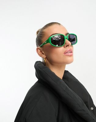 Le Specs avenger sunglasses in green - ASOS Price Checker