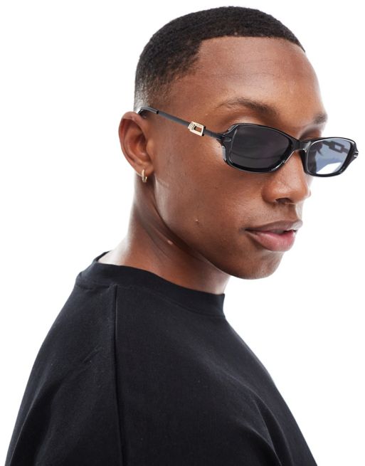 Le Specs – Bamboozler – Rechteckige Sonnenbrille in Schwarz