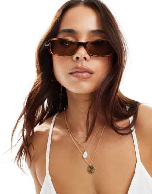  Le Specs bamboozler rectangle sunglasses in tortoiseshell