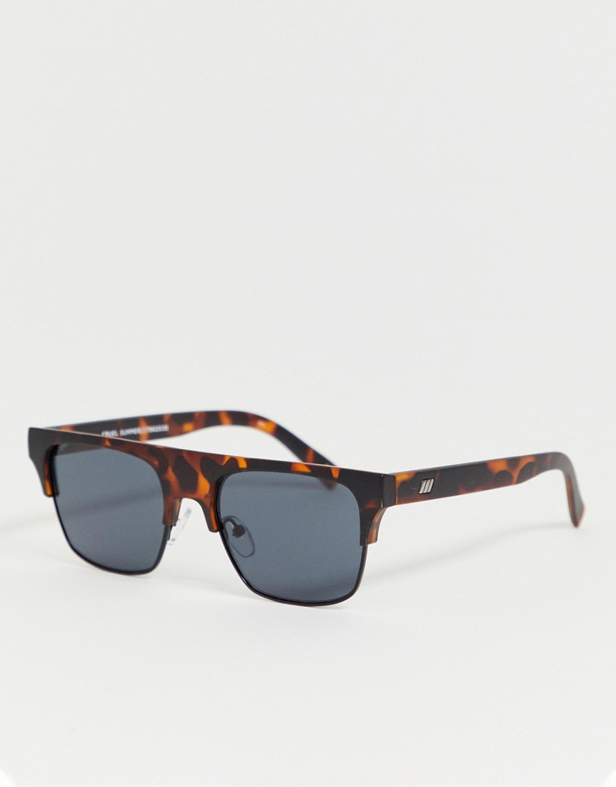 Le Specs cruel summer flatbrow sunglasses in tort-Brown