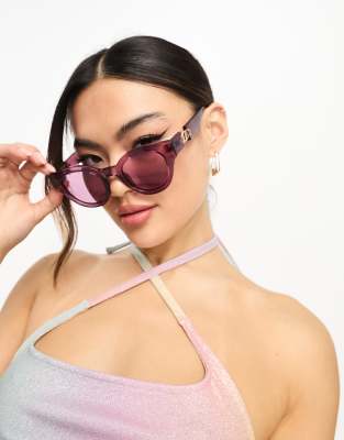 Le Specs Le Specs deja nu round festival sunglasses in transparent rose-Pink
